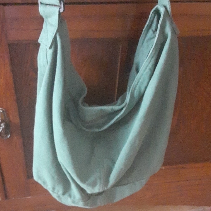 Olive/Mintgreen Slouchy Hobo Bag With Crescent Silhouette